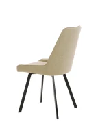 E-STYLO Sedia da pranzo in microfibra beige con gambe e struttura in metallo nero, 48cm X 60cm H. 87cm.(m-6)