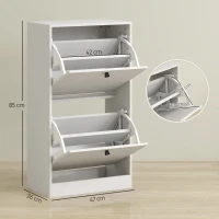 HOMCOM Sapateira Estreita Móvel Sapateira com 2 Gavetas Abatíveis e Prateleiras Ajustáveis para 8 Pares de Sapatos 47x26x85 cm Branco(m-3)