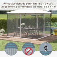 Outsunny Moustiquaires pour tonnelle barnum pavillon de jardin 3 x 4 m - lot de 4 moustiquaires zippées + crochets d'attaches(m-4)
