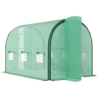 Outsunny 3 x 2(m) Polytunnel Greenhouse, with Windows and Doors - Green(m-10)