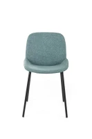 E-STYLO Set di 4 sedie da pranzo in tessuto acquamarina e gambe in metallo nero, 57cm X 46cm H.80cm(m-5)