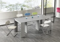 E-STYLO Consolle allungabile con top grigio in MDF laccato antigraffio e gambe grigio in MDF laccato antigraffio, 90cm X 42,5/302,5cm H.76cm(m-4)