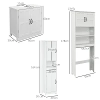 kleankin Conjunto de Baño Incluye 1 Mueble sobre Inodoro 1 Columna de Baño 1 Mueble para Debajo del Lavabo Blanco(m-3)