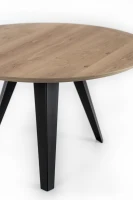 E-STYLO Tavolo fisso con top impiallaciato rovere naturale e gambe in metallo, Diam 130cm H. 76cm.(m-5)