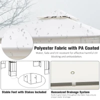 Outsunny 3 x 3m Outdoor Steel Gazebo with 2 Tier Roof, Garden Gazebo Patio Canopy Marquee Shelter with Decorative Steel Frame - Cream(m-6)