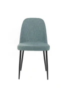 E-STYLO Sedia da pranzo in tessuto acquamarina e gambe in metallo nero, imbottita, 55cm X 46cm H. 85cm.(m-6)