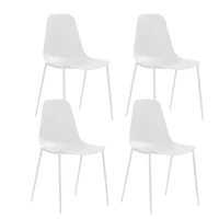 E-STYLO Set di 4 sedie in polipropilene bianco e gambe in metallo bianco, 49cm X 48.5cm H.88cm(m-1)