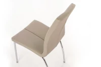 E-STYLO Sedia in similpelle grigio chiaro imbottito e gambe in metallo grigio cromo, 43cm X 44cm H. 92cm.(m-5)