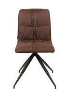 E-STYLO Set di 2 sedie in tessuto marrone con gambe in metallo nero, imbottita, 43cm X 38cm H.86.5cm(m-2)