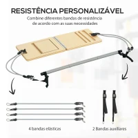 SPORTNOW Barra de Pilates com 6 Faixas Elásticas Tábua Inclinada Ajustável para Treino de Corpo Inteiro em Casa 90x33x3 cm Cinza(m-5)