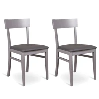 E-STYLO Sedia in legno laccato grigio scuro con seduta rivestita in similpelle, imbottita, 44cm X 45cm H. 82cm.(m-1)