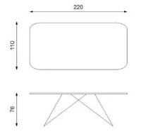 E-STYLO Tavolo fisso con top in ceramica portoro su vetro temperato e gambe in metallo marrone, 110cm X 220cm H. 76cm.(m-5)