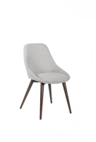 E-STYLO Sedia da pranzo in tessuto grigio chiaro con gambe e struttura in massello di noce, 58cm X 49cm H. 85cm.(m-4)