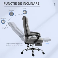 Vinsetto Scaun de Birou cu suport pentru picioare si Spatar Rabatabil 135° Gri(m-5)