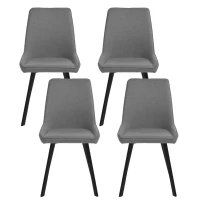 E-STYLO Sedia da pranzo in microfibra grigio scuro con gambe e struttura in metallo nero, 48cm X 60cm H. 87cm.(m-1)