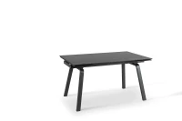 E-STYLO Tavolo allungabile con top marmo nero in ceramica e gambe in metallo bianco, 80cm X 140/200cm H.76cm(m-1)