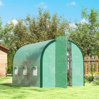 Outsunny 3 x 2 (m) Polytunnel Greenhouse, with Windows and Doors - Green(m-9)