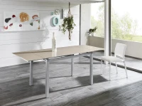 E-STYLO Tavolo allungabile con top in vetro temperato cappuccino e gambe in metallo cappuccino, 75cm X 110/170cm H.75cm(m-2)