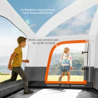 Outsunny Tenda da Campeggio per 4-6 Persone con 2 Stanze e Veranda, Impermeabile e UPF 30+, Borsa di Trasporto, Grigio(m-5)