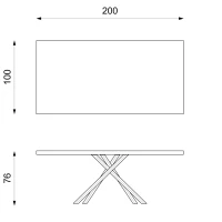 E-STYLO Tavolo fisso con top in rovere naturale e gambe in metallo verniciato, 100cm X 200cm H.76cm(m-2)