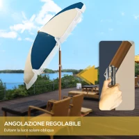 Outsunny Ombrellone Rotondo e Inclinabile a 8 Stecche con Manovella, in Poliestere e Acciaio, Ø213x234 cm, Blu e Beige(m-4)