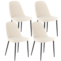 E-STYLO Sedia da pranzo in tessuto beige e gambe in metallo nero, imbottita, 55cm X 46cm H. 85cm.(m-1)