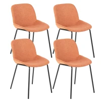 E-STYLO Set di 4 sedie da pranzo in tessuto ruggine e gambe in metallo nero, 57cm X 46cm H.80cm(m-1)