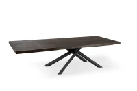 E-STYLO Tavolo allungabile con top rovere termocotto impiallacciato e gambe in metallo nero, 100cm X 200/300cm H. 76cm.(m-3)