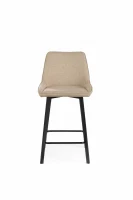 E-STYLO Sgabello da cucina in tessuto beige con gambe nere, imbottito con poggiapiedi, 50cm X 44cm H. 94cm.(m-5)