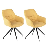 E-STYLO Sedia da pranzo in tessuto giallo con gambe e struttura in metallo nero, imbottita, 56cm X 56cm H. 87cm.(m-1)