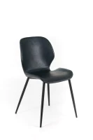 E-STYLO Set di 4 sedie da pranzo in soft touch petrolio scuro e gambe in metallo nero, 55cm X 45cm H.83cm(m-4)