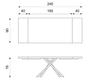 E-STYLO Tavolo allungabile con top in rovere naturale e gambe in metallo nero, 90cm X 160/240cm H. 76cm.(m-5)