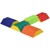 HOMCOM Set Costruzioni Morbide per Bambini con 5 Blocchi a Rettangolo e Trapezio, in PU e EPE, 48.3x19.1x48.3 cm, Multicolore(m-10)