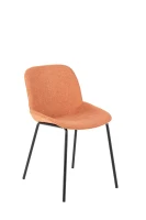 E-STYLO Set di 4 sedie da pranzo in tessuto ruggine e gambe in metallo nero, 57cm X 46cm H.80cm(m-4)