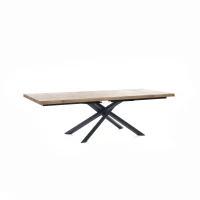 E-STYLO Tavolo allungabile con top in rovere naturale e gambe in metallo nero, 90cm X 160/240cm H. 76cm.(m-3)