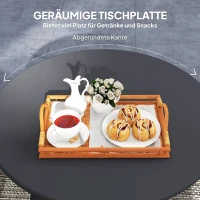 Outsunny Beistelltisch Balkontisch aus Metall Rund Kaffeetisch wetterfest Gartentisch Ø70 x 42H cm Schwarz(m-4)