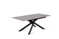 E-STYLO Tavolo allungabile con top marmo antracite in melaminico e base in metallo nero, 90cm X 140/190cm H.76cm(m-2)