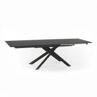 E-STYLO Tavolo allungabile con top grigio scuro in HPL su MDF e gambe in metallo nero, 90cm X 170/270cm H.76cm(m-3)