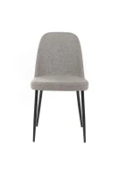 E-STYLO Sedia da pranzo in tessuto grigio chiaro e gambe in metallo nero, imbottita, 55cm X 46cm H. 85cm.(m-6)