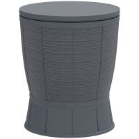 Outsunny 3-in-1 Beistelltisch Gartentisch 45 x 43 cm Rund Kühlbox wetterfest Balkontisch mit 41 L Stauraum Kunststoff Grau