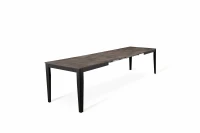 E-STYLO Tavolo allungabile con top cemento grigio in melaminico e base in metallo nero, 80cm X 130/290cm H.76cm(m-5)