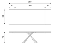 E-STYLO Tavolo allungabile con top in rovere naturale e gambe in metallo nero, 100cm X 200/300cm H.76cm(m-3)