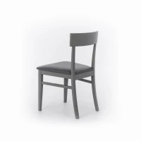 E-STYLO Sedia in legno laccato grigio scuro con seduta rivestita in similpelle, imbottita, 44cm X 45cm H. 82cm.(m-4)