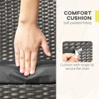 Outsunny Set of Four Armless Rattan Garden Chairs - Dark Grey(m-4)