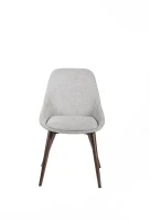 E-STYLO Sedia da pranzo in tessuto grigio chiaro con gambe e struttura in massello di noce, 58cm X 49cm H. 85cm.(m-5)