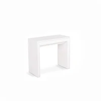 E-STYLO Consolle allungabile con top bianco in MDF laccato antigraffio e gambe bianche in MDF laccato antigraffio, 90cm X 42,5/302,5cm H.76cm(m-1)