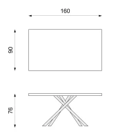 E-STYLO Tavolo fisso con top in rovere naturale e gambe in metallo nero, 90cm X 160cm H.76cm(m-2)