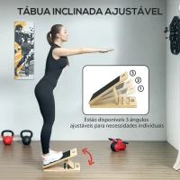 SPORTNOW Barra de Pilates com 6 Faixas Elásticas Tábua Inclinada Ajustável para Treino de Corpo Inteiro em Casa 90x33x3 cm Cinza(m-6)