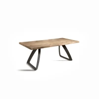 E-STYLO Tavolo allungabile con top rovere naturale e gambe in metallo nero, 90cm X 160/240cm H.76cm(m-1)