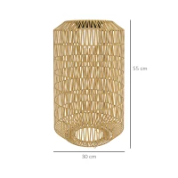 Outsunny Solar Stehlampe Rattan Solarlampen mit Solarpanel LED Solarleuchte im Boho-Stil IP44 Outdoor Ø30 x 55 cm(m-3)
